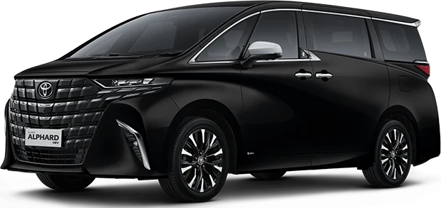 Diskon Alphard – Toyota Alphard warna Neutral Black tampak depan, harga OTR Samarinda mulai Rp 1.408.720.000