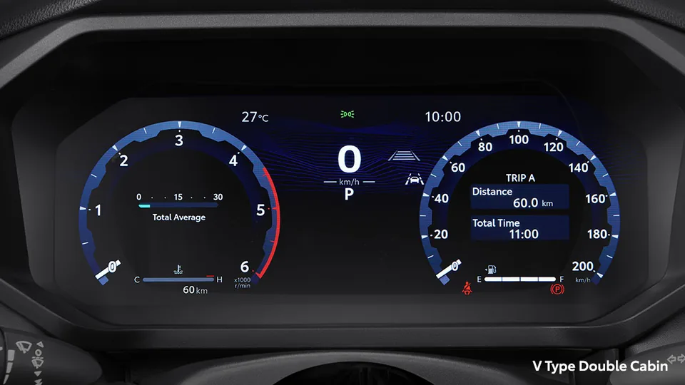 12" TFT Multi-Information Display with Tire Pressure Monitoring System (TPMS) di dalam Toyota Hilux, ditampilkan untuk calon pembeli di Samarinda (warna hilux)