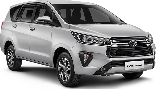 Tampak unit Toyota Kijang Innova warna Silver Metallic, 2 varian tersedia, referensi spek innova