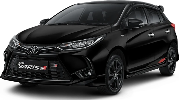 Promo Yaris – Toyota Yaris warna Attitude Black Mica tampak depan, harga OTR Samarinda mulai Rp 401.360.000
